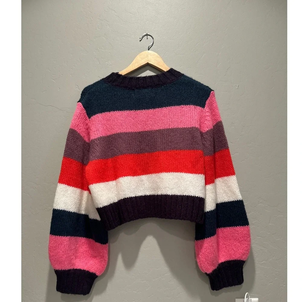 Rolla's Covergirl Gigi Knit Sweater Large Striped Wool‎ Blend Balloon Sleeves